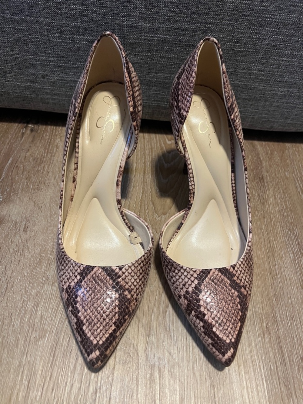 Jessica Simpson Pink Brown Snake-Print D'Orsay Pointed Pump